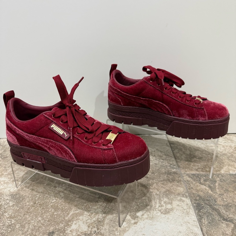 PUMA Burgundy Velvet Sneakers - Picture 3 of 6